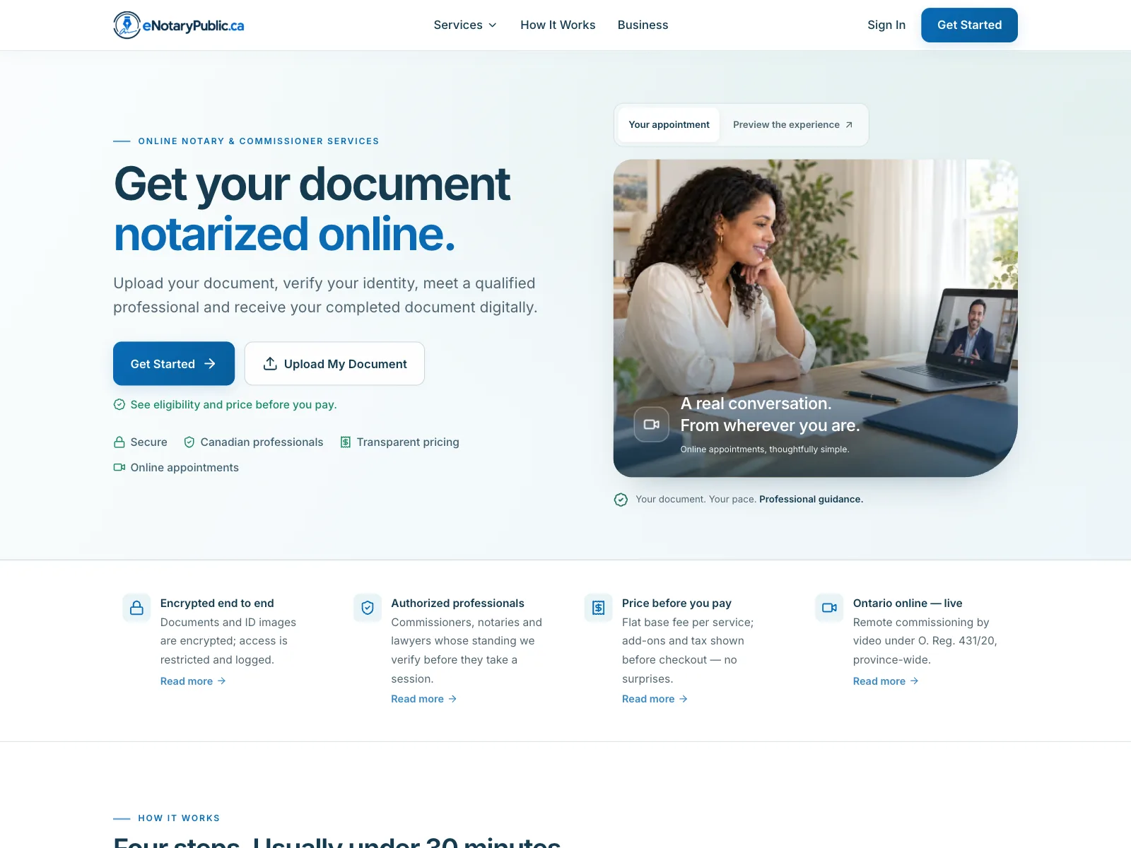 eNotaryPublic.ca online notary home page